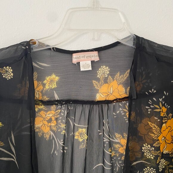 Band of Gypsies Floral Black Boho Duster | size small - Picture 2 of 3